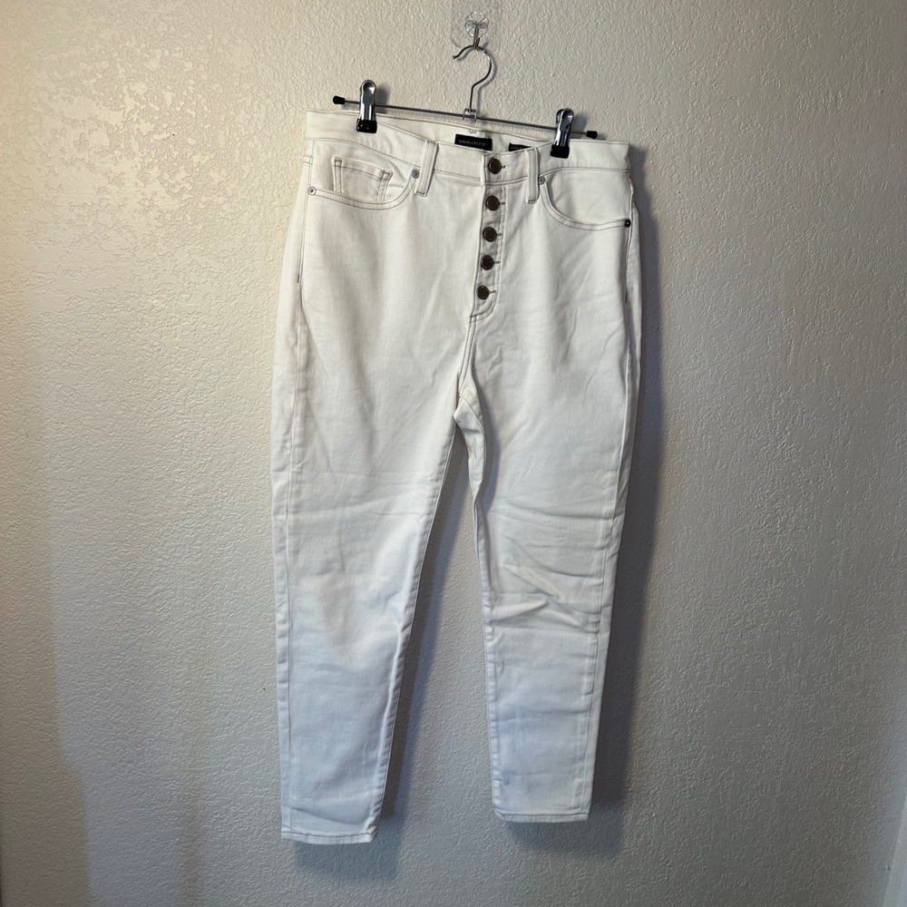 Banana Republic High Rise Skinny Jeans White Denim Button Fly‎ Petite Size 31 - Picture 2 of 8